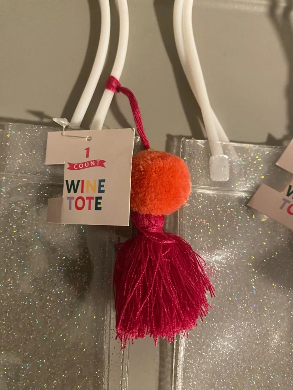 Best Mom Ever Glitter Wine Tote - Pink/Orange Accents